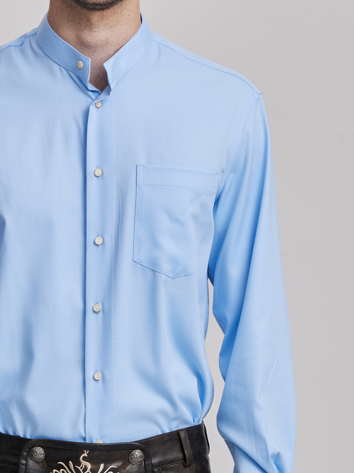 Dirndlbluse Spitze Kurzarm in Blau