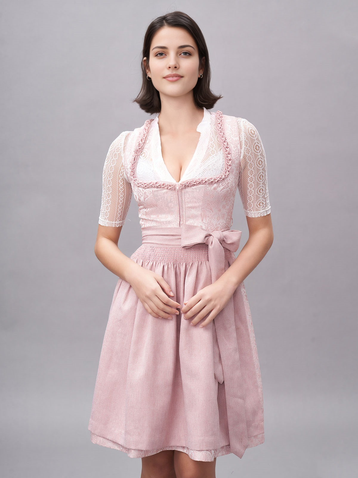 Dirndlbluse in Rosa mit Herzausschnitt